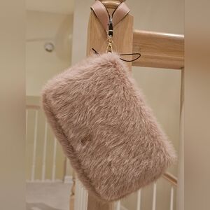 Victoria's Secret Plush Faux Fur Clutch in Soft Pink